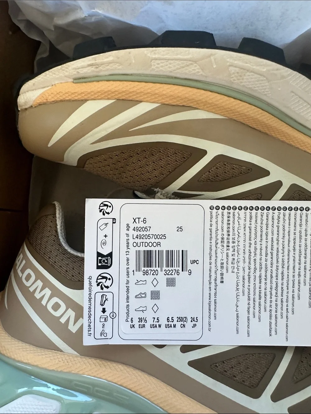 Salomon XT-6 Coyote Brown/Safari W 7.5 M 6.5 - Picture 9 of 10